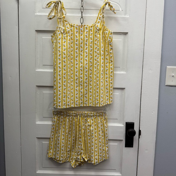 Tie Strap Pajama Short Set Show Me Your Mumu Womens Small Limoncello - Picture 3 of 13